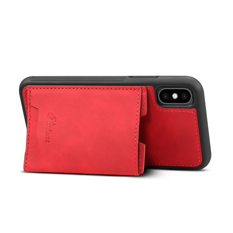 For iPhone XS Max Shockproof TPU + PU Protective Case with Holder & Card Slot