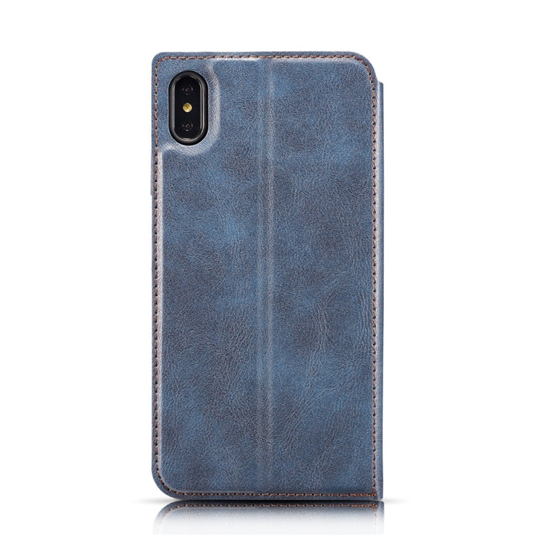 For iPhone XS Max Retro Simple Ultra-thin Magnetic Horizontal Flip Leather Case with Holder & Card Slots & Lanyard