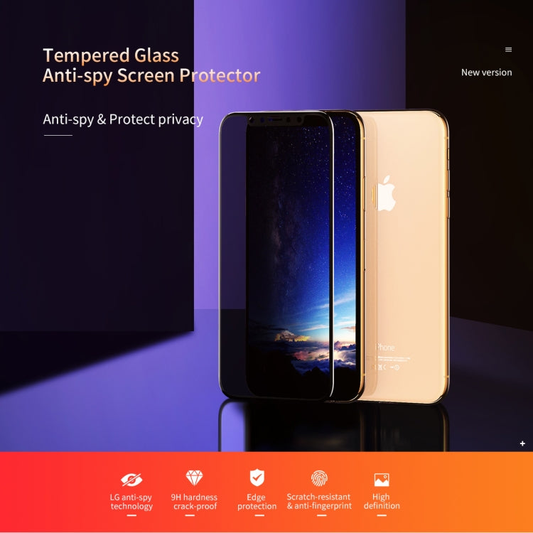 For iPhone 11 Pro Max / XS Max ROCK 9H 0.3mm HD Curved Anti-glare Full Screen Tempered Glass Film(Black)