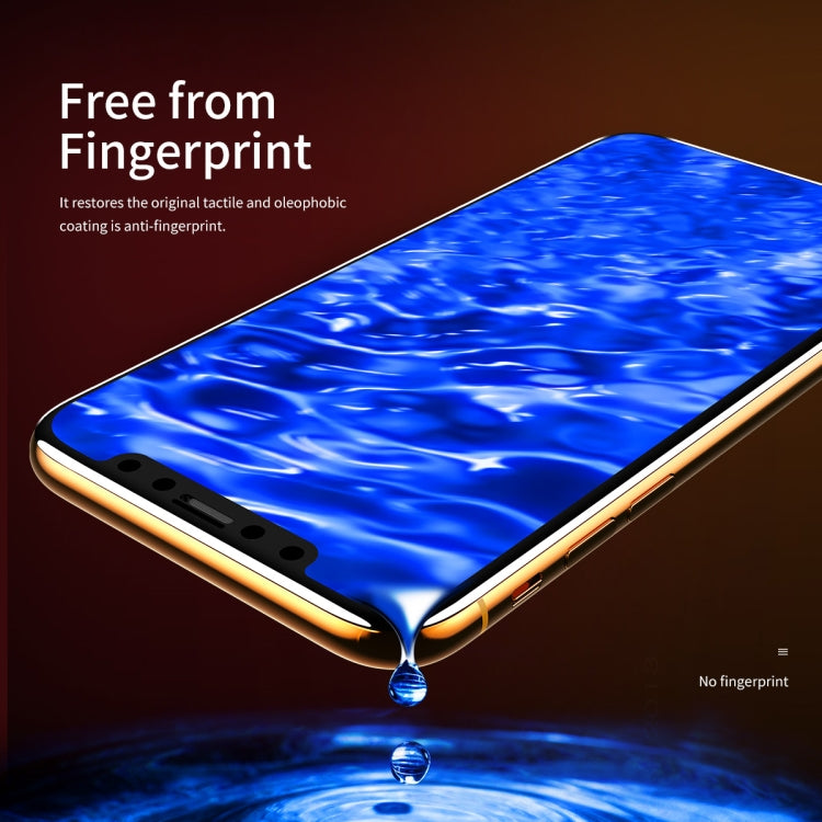 For iPhone 11 Pro Max / XS Max ROCK 9H 0.3mm HD Curved Anti-glare Full Screen Tempered Glass Film(Black)