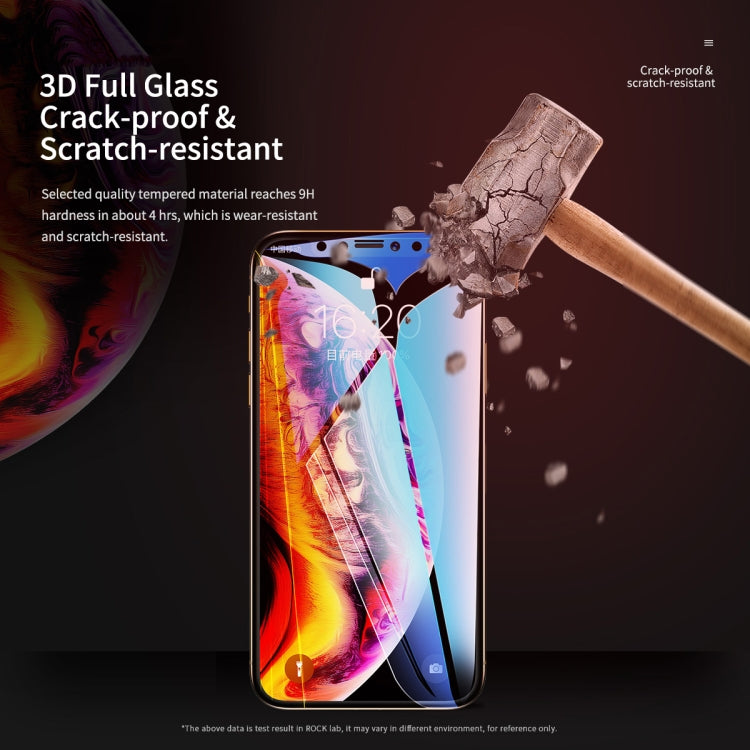 For iPhone 11 Pro Max / XS Max ROCK 9H 0.3mm HD Curved Anti-glare Full Screen Tempered Glass Film(Black)