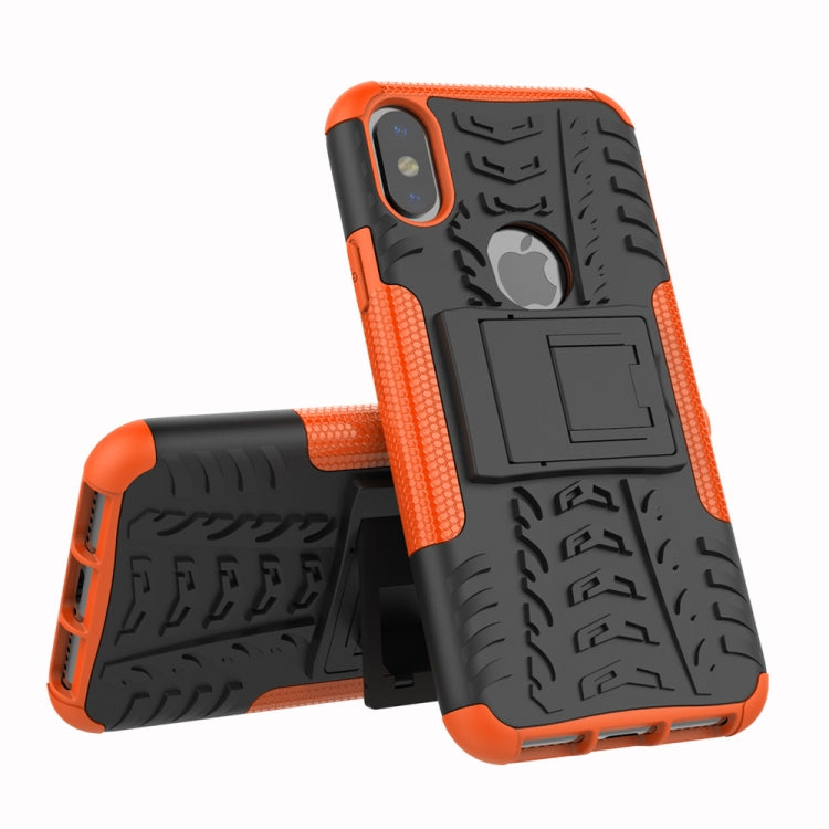 For iPhone XS Max Tire Texture TPU+PC Shockproof Case with Holder
