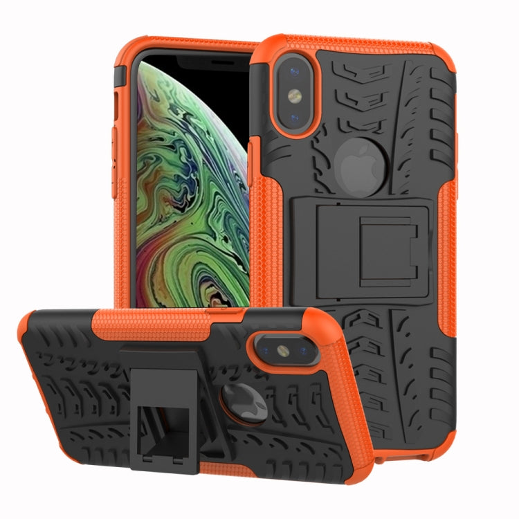 For iPhone XS Max Tire Texture TPU+PC Shockproof Case with Holder