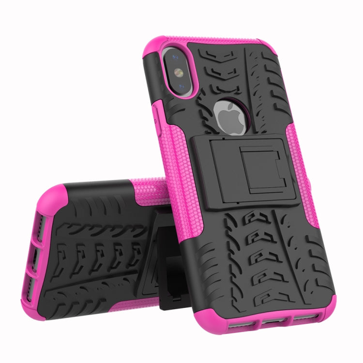 For iPhone XS Max Tire Texture TPU+PC Shockproof Case with Holder