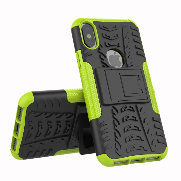 For iPhone XS Max Tire Texture TPU+PC Shockproof Case with Holder