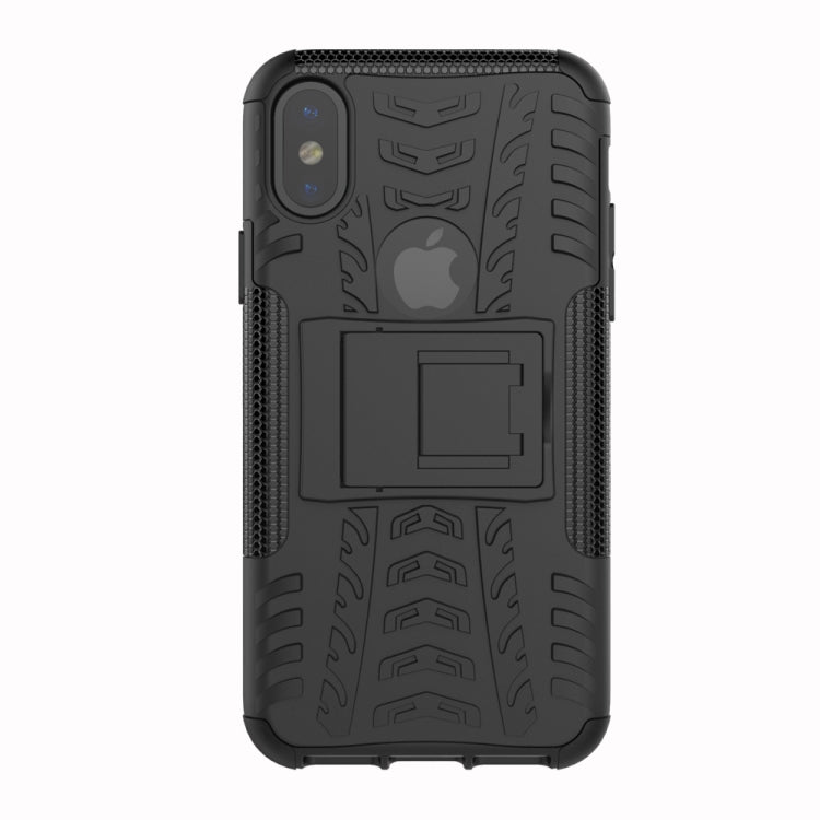 For iPhone XS Max Tire Texture TPU+PC Shockproof Case with Holder