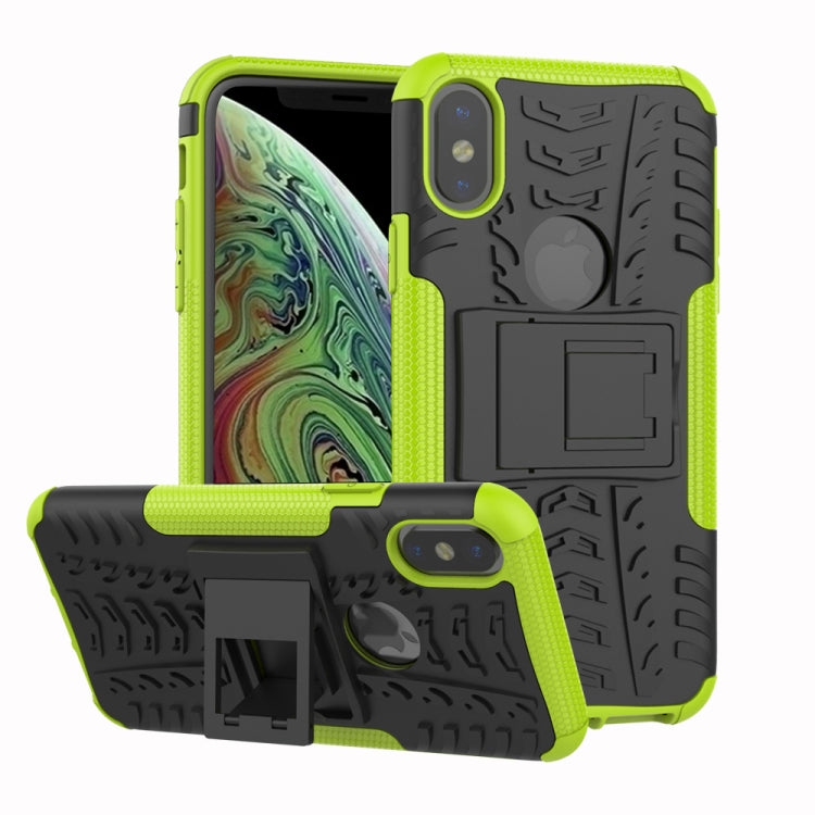 For iPhone XS Max Tire Texture TPU+PC Shockproof Case with Holder