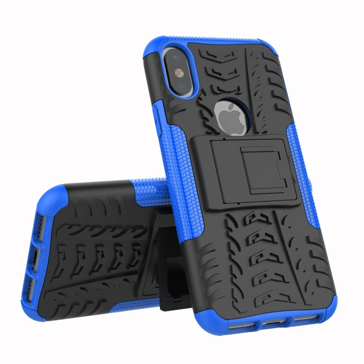 For iPhone XS Max Tire Texture TPU+PC Shockproof Case with Holder