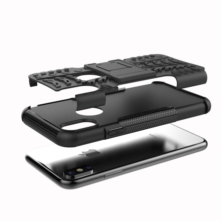 For iPhone XS Max Tire Texture TPU+PC Shockproof Case with Holder