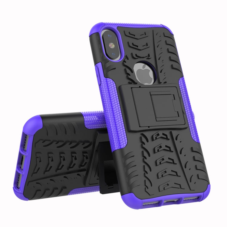 For iPhone XS Max Tire Texture TPU+PC Shockproof Case with Holder