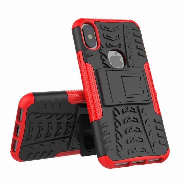 For iPhone XS Max Tire Texture TPU+PC Shockproof Case with Holder