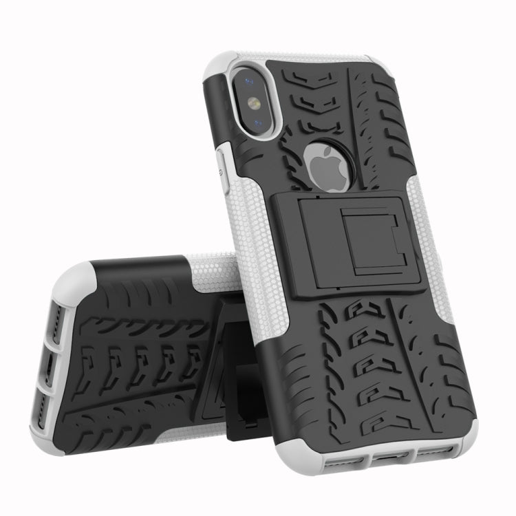 For iPhone XS Max Tire Texture TPU+PC Shockproof Case with Holder