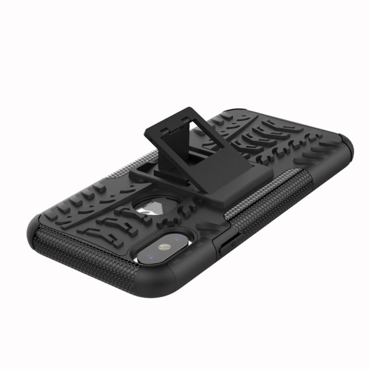 For iPhone XS Max Tire Texture TPU+PC Shockproof Case with Holder