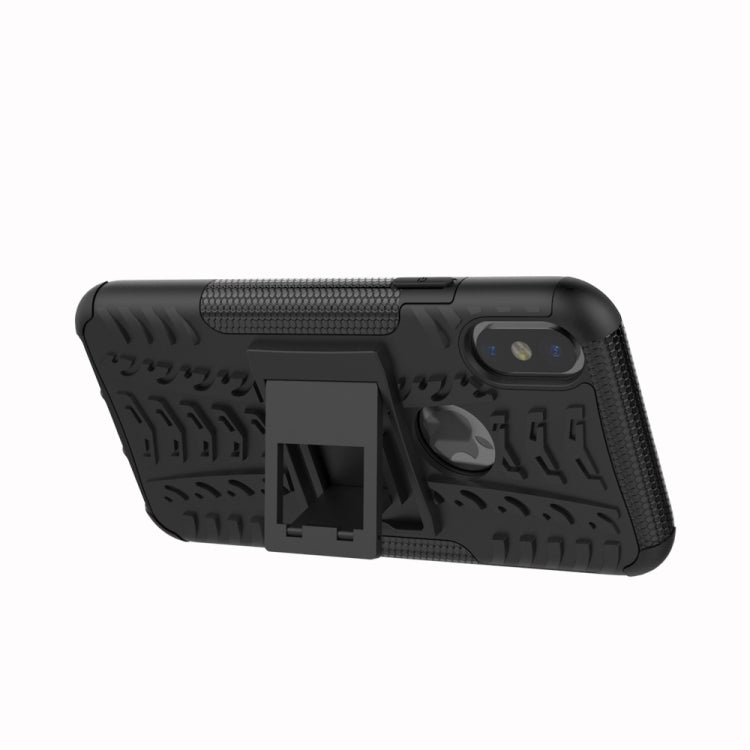 For iPhone XS Max Tire Texture TPU+PC Shockproof Case with Holder
