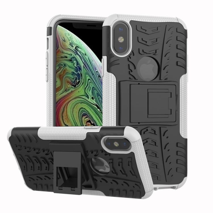 For iPhone XS Max Tire Texture TPU+PC Shockproof Case with Holder