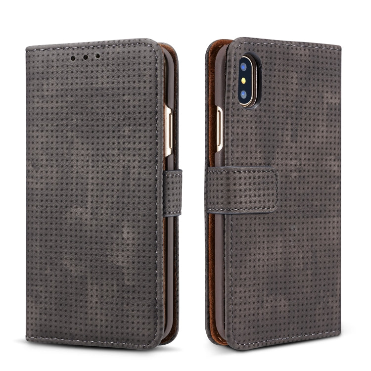 For iPhone XS Max Retro Style Mesh Breathable Horizontal Flip Leather Case with Card Slot & Holder & Wallet