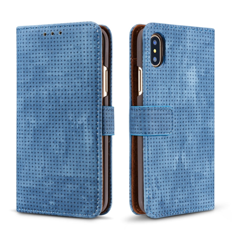 For iPhone XS Max Retro Style Mesh Breathable Horizontal Flip Leather Case with Card Slot & Holder & Wallet