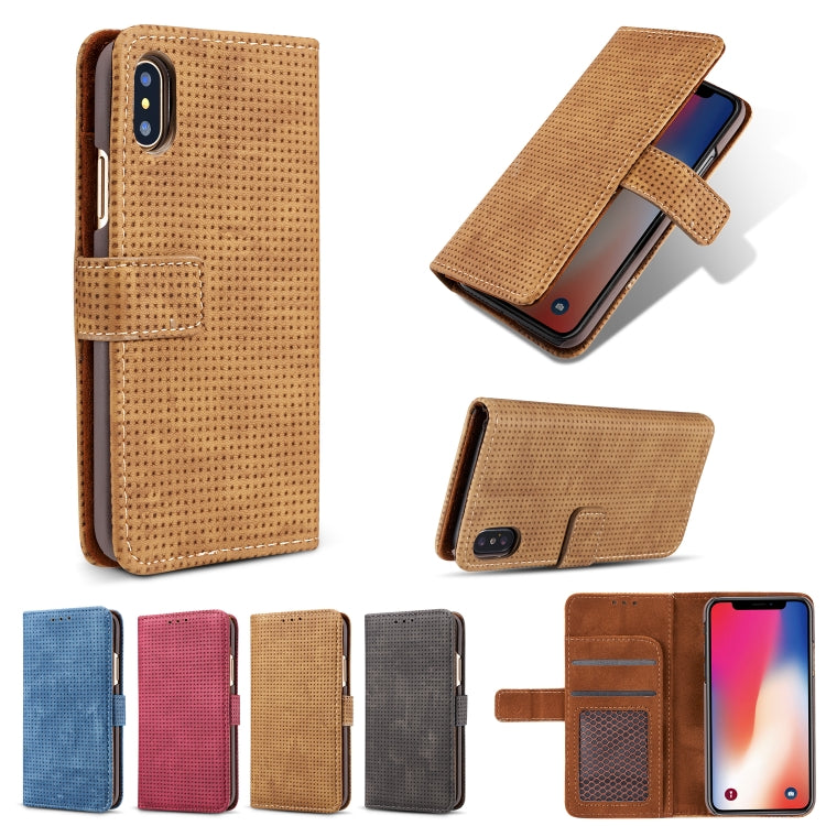 For iPhone XS Max Retro Style Mesh Breathable Horizontal Flip Leather Case with Card Slot & Holder & Wallet