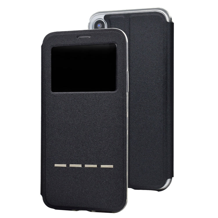 For iPhone XS Max Frosted Texture Horizontal Flip Leather Case with Call Display ID