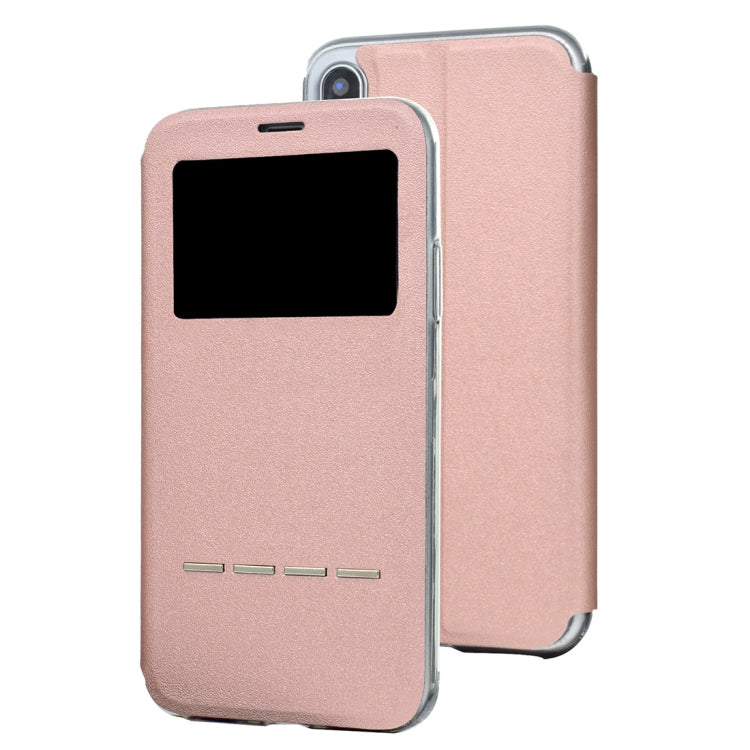 For iPhone XS Max Frosted Texture Horizontal Flip Leather Case with Call Display ID