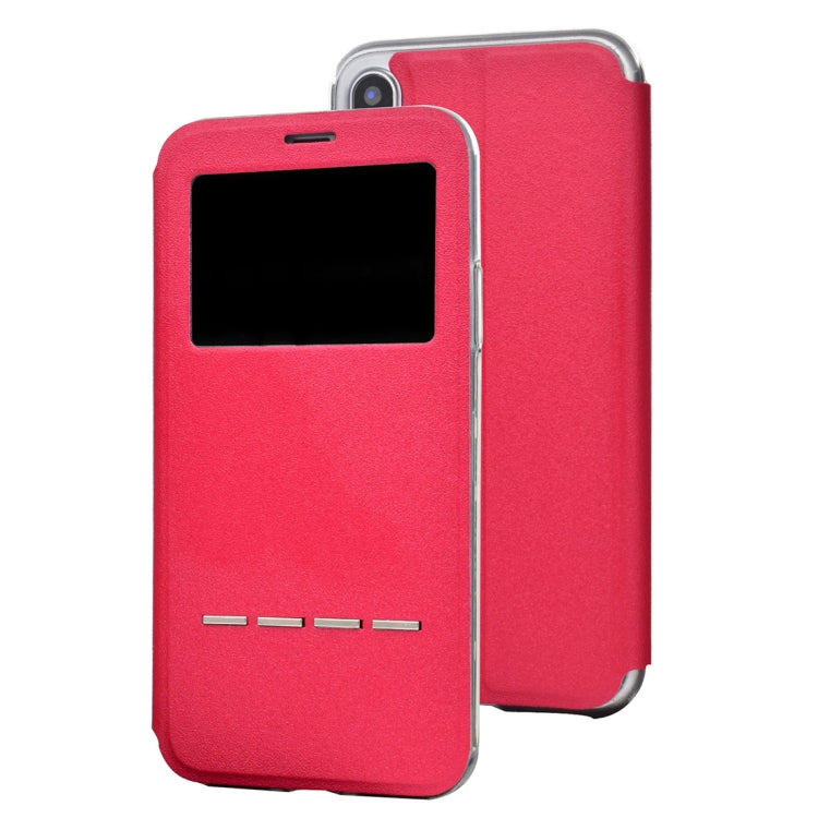For iPhone XS Max Frosted Texture Horizontal Flip Leather Case with Call Display ID