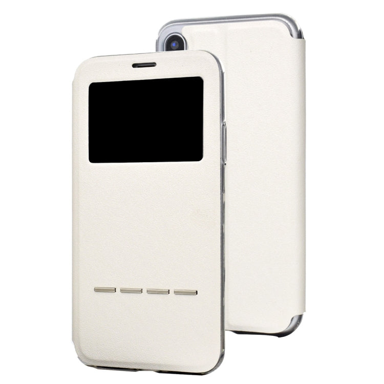 For iPhone XS Max Frosted Texture Horizontal Flip Leather Case with Call Display ID