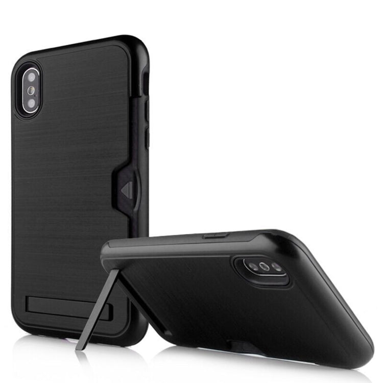 For iPhone XS Max Ultrathin TPU + PC Protective Case with Card Slot & Holder