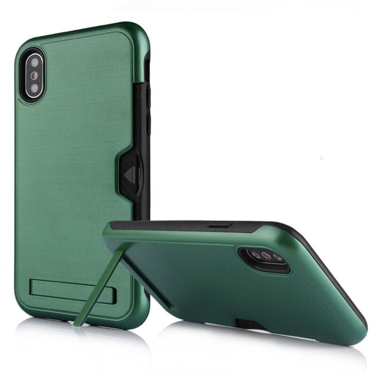 For iPhone XS Max Ultrathin TPU + PC Protective Case with Card Slot & Holder