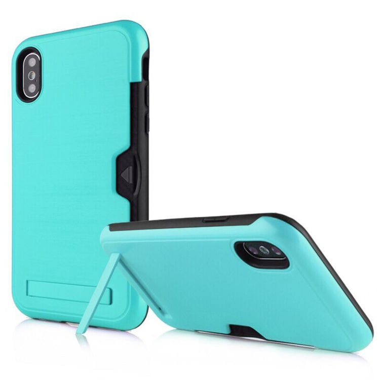 For iPhone XS Max Ultrathin TPU + PC Protective Case with Card Slot & Holder