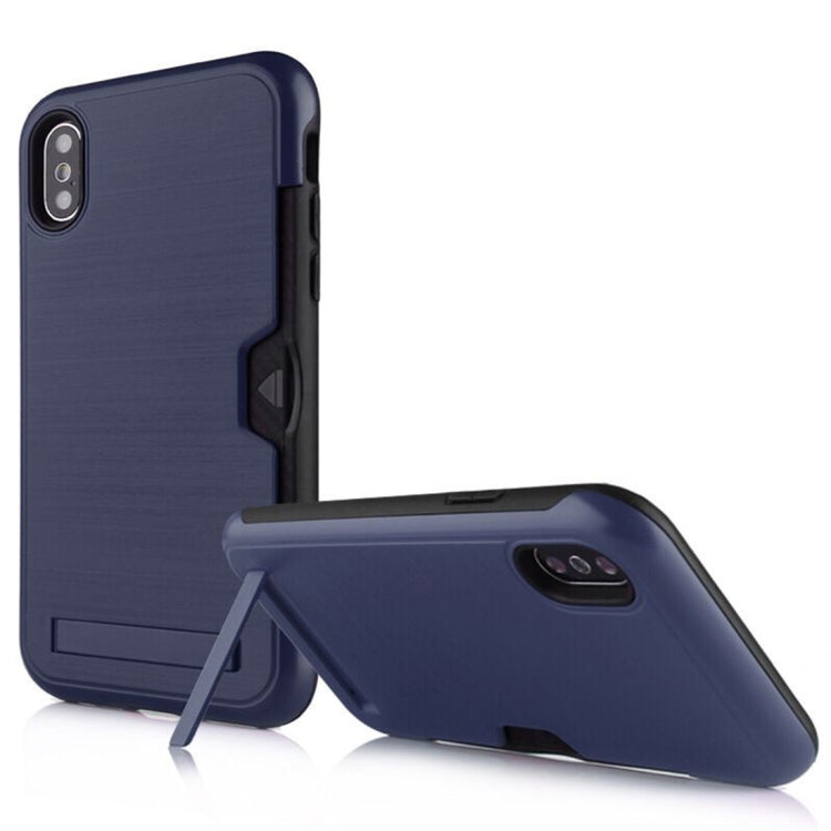 For iPhone XS Max Ultrathin TPU + PC Protective Case with Card Slot & Holder
