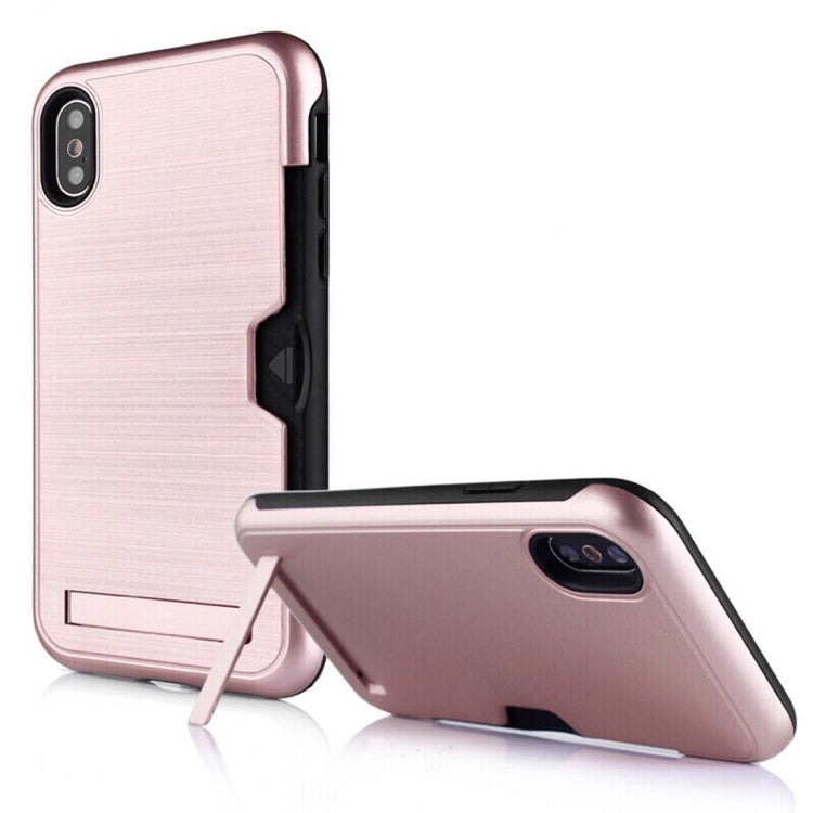 For iPhone XS Max Ultrathin TPU + PC Protective Case with Card Slot & Holder