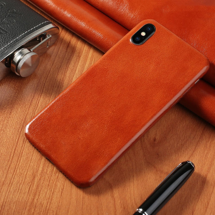For iPhone XS Max 360 Degree Full Coverage Pasted Top-grain Leather Case