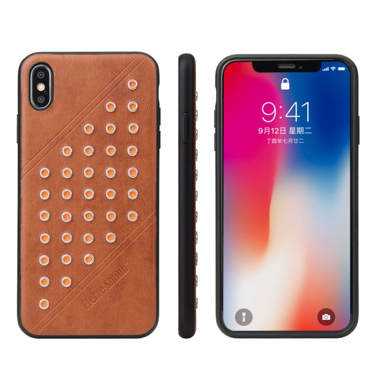 For iPhone XS Max Star Series Retro Crazy Horse Texture PU Leather Case (Brown)