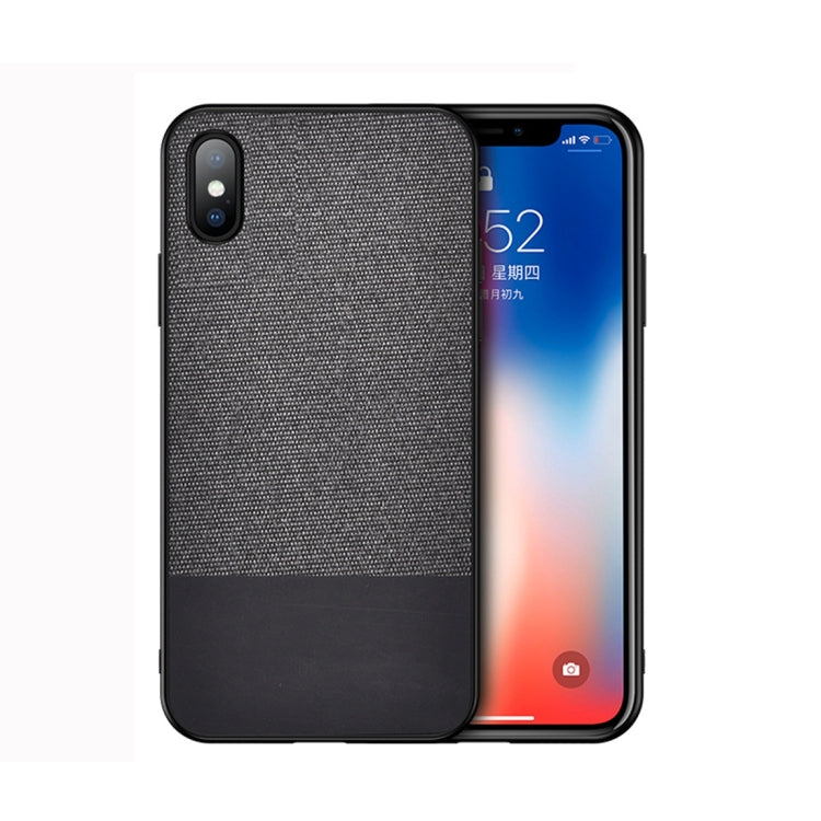 For iPhone XS Max Shockproof Splicing PU + Cloth Protective Case
