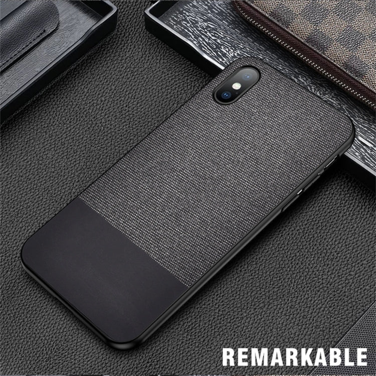 For iPhone XS Max Shockproof Splicing PU + Cloth Protective Case