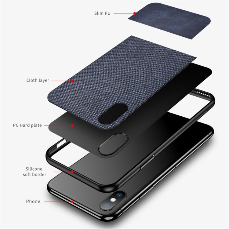For iPhone XS Max Shockproof Splicing PU + Cloth Protective Case