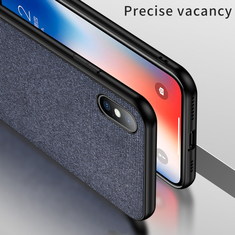For iPhone XS Max Shockproof Splicing PU + Cloth Protective Case