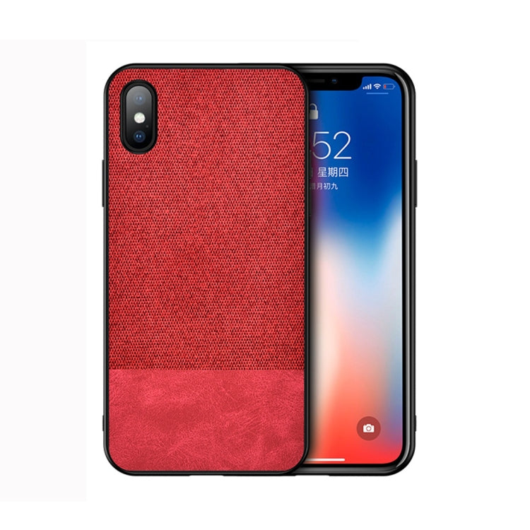 For iPhone XS Max Shockproof Splicing PU + Cloth Protective Case
