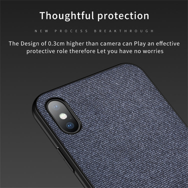 For iPhone XS Max Shockproof Splicing PU + Cloth Protective Case