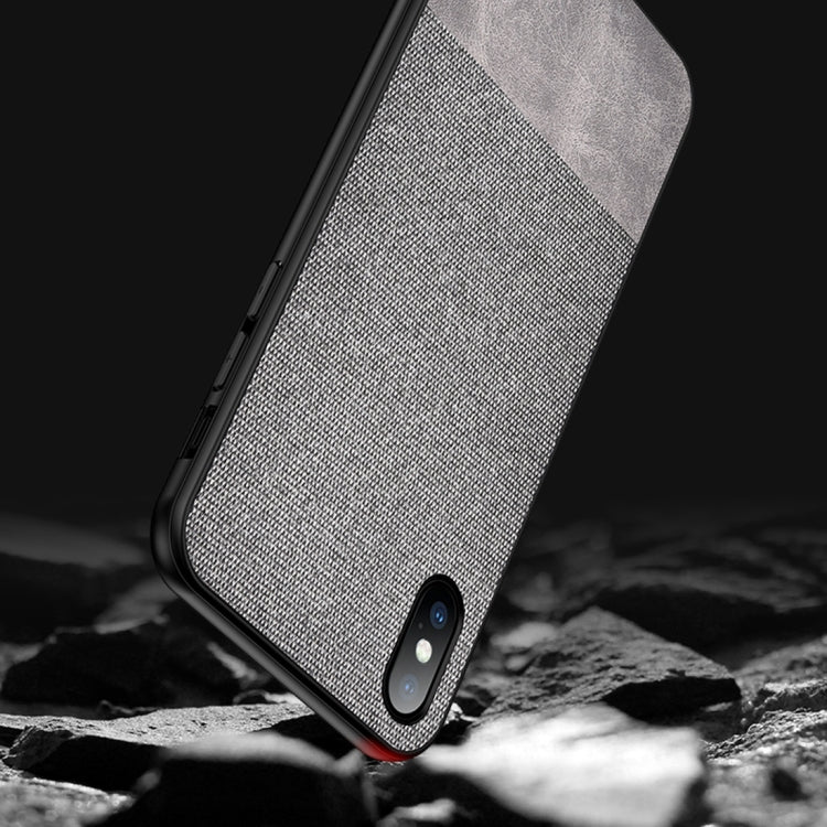 For iPhone XS Max Shockproof Splicing PU + Cloth Protective Case