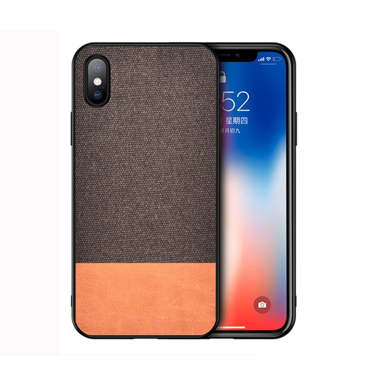 For iPhone XS Max Shockproof Splicing PU + Cloth Protective Case