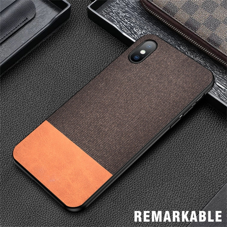 For iPhone XS Max Shockproof Splicing PU + Cloth Protective Case