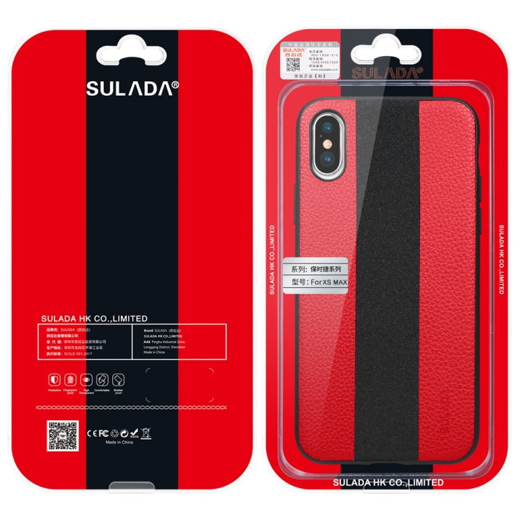 For iPhone XS Max SULADA Anti-slip TPU + Handmade Leather Case (Brown)