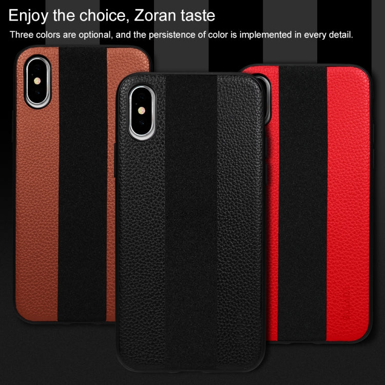 For iPhone XS Max SULADA Anti-slip TPU + Handmade Leather Case (Brown)