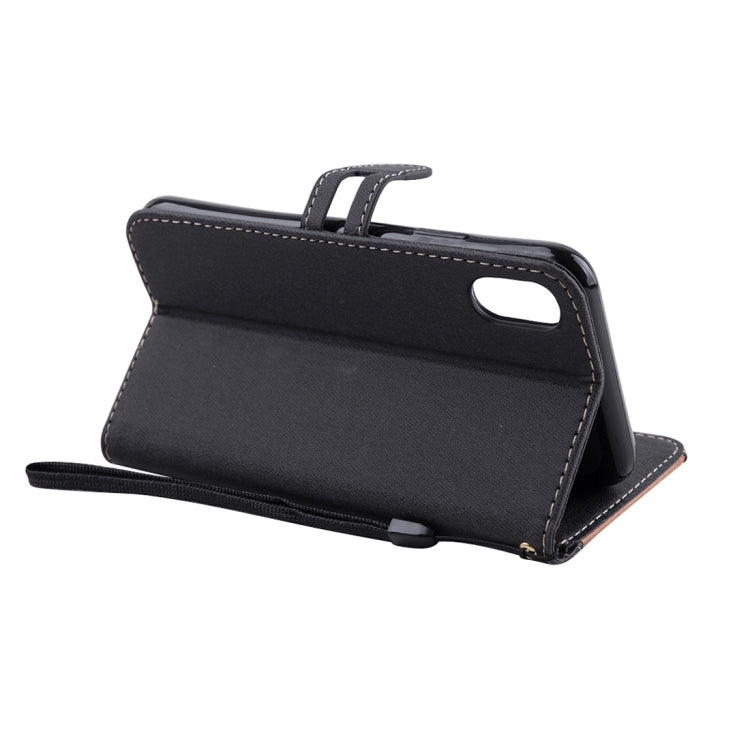 For iPhone XS Max Splicing Embossed Male Style Horizontal Flip Leather Case with Holder & Card Slots & Wallet & Lanyard