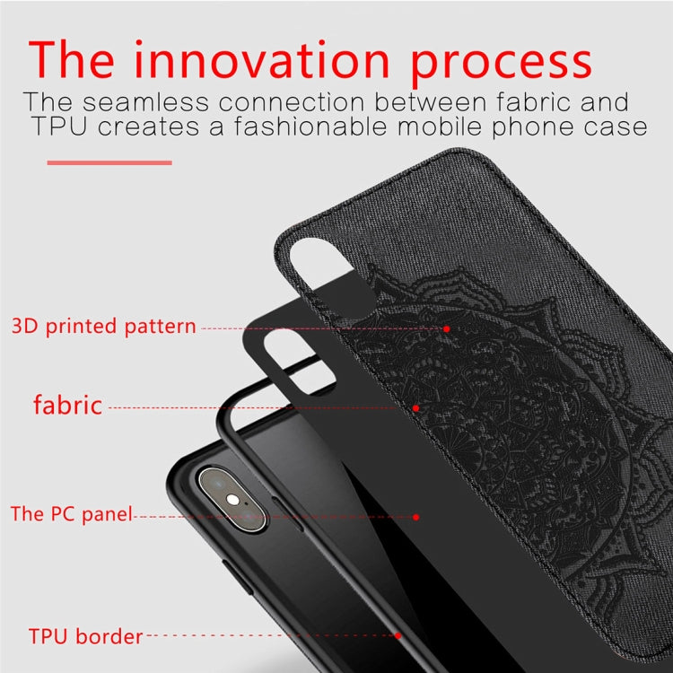 For iPhone XS Max Pressed Printing Mandragora Pattern Fabric Texture TPU + PC Shockproof Case