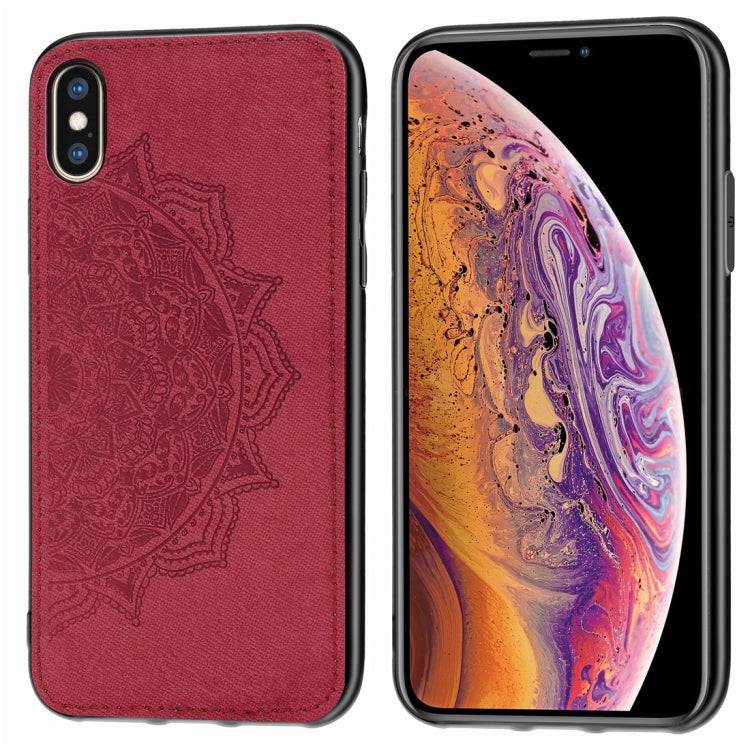 For iPhone XS Max Pressed Printing Mandragora Pattern Fabric Texture TPU + PC Shockproof Case