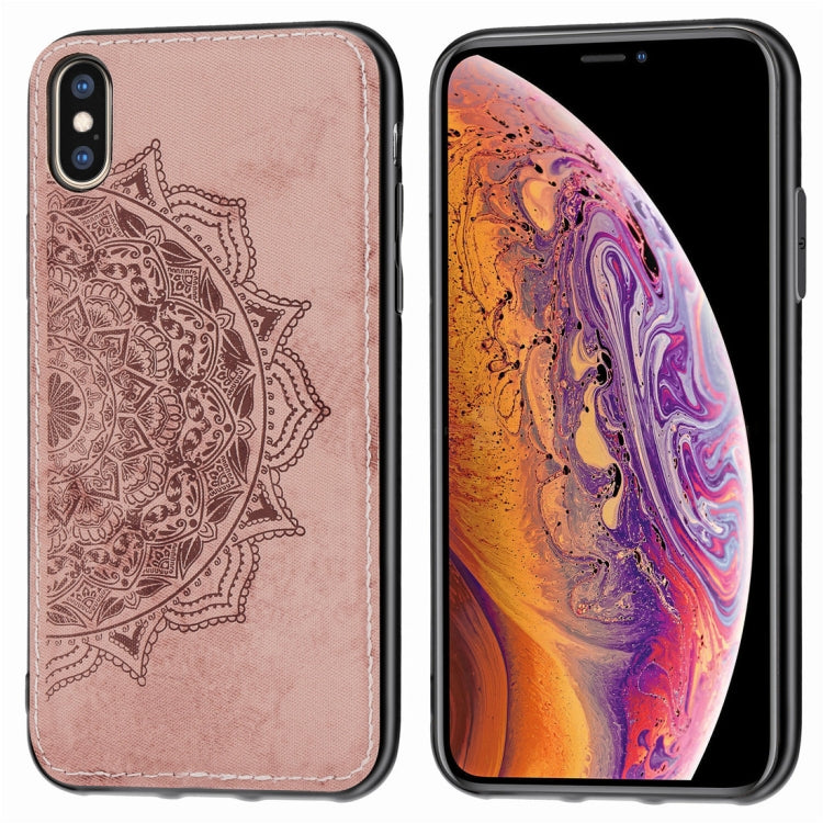 For iPhone XS Max Pressed Printing Mandragora Pattern Fabric Texture TPU + PC Shockproof Case