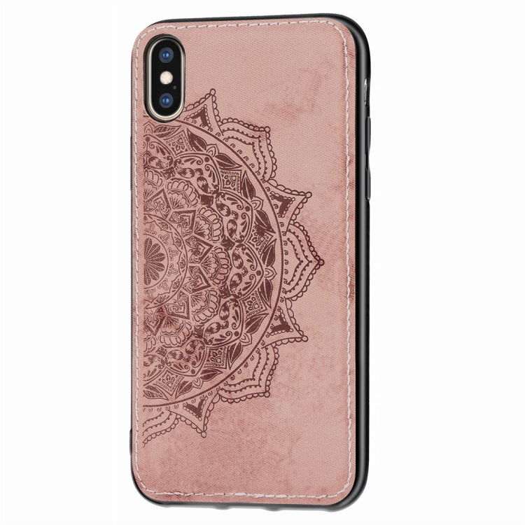 For iPhone XS Max Pressed Printing Mandragora Pattern Fabric Texture TPU + PC Shockproof Case