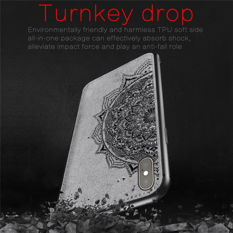 For iPhone XS Max Pressed Printing Mandragora Pattern Fabric Texture TPU + PC Shockproof Case
